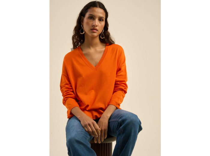 Pull maille fine col V