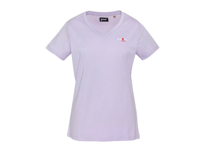 T-shirt col V avec broderie cœur