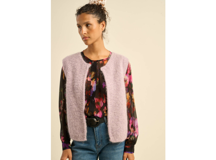 Gilet court sans manches en mohair