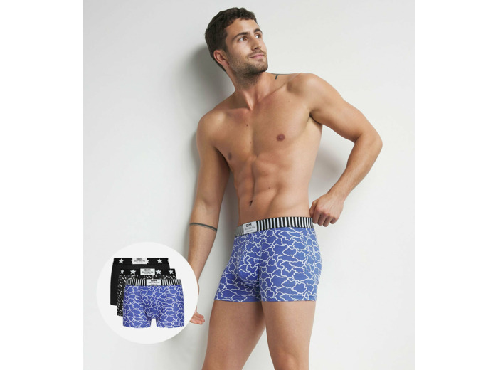Lot de 3 boxers homme motifs Nuages Bleu Noir Dim Vibes