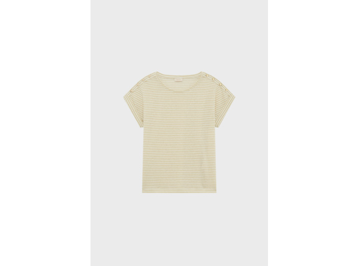 T-shirt rayé à lurex et boutons dorés - GERALDA