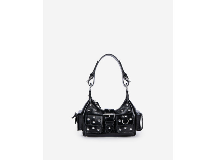 Sac amelia small en cuir avec studs black