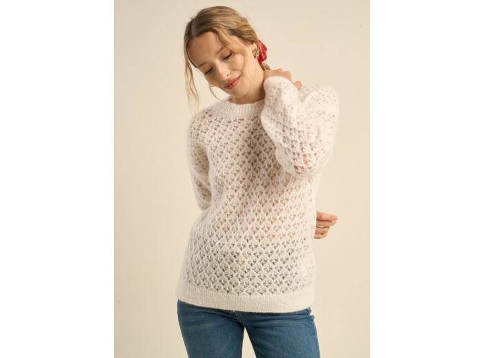 Pull à col rond à maille fantaisie