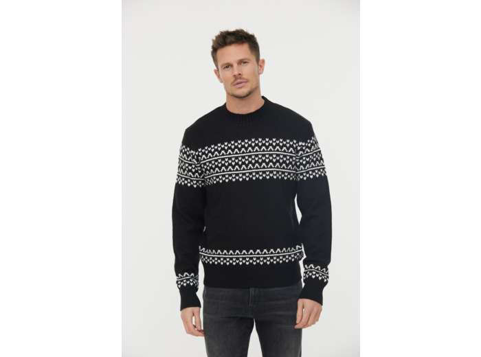 Pull col rond jacquard