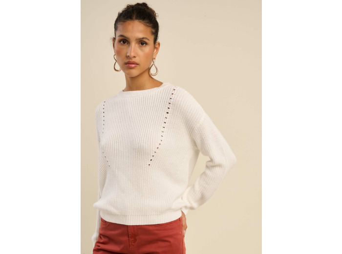 Pull à jeu de point col rond