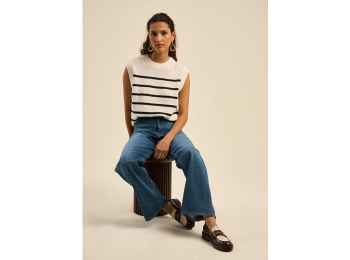 Pull à rayures sans manches