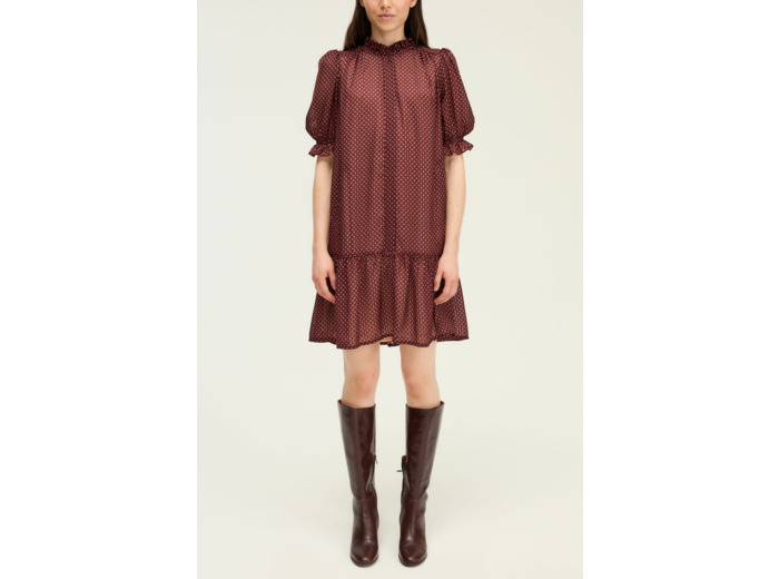 Robe courte à volants imprimé jacquard - LISA