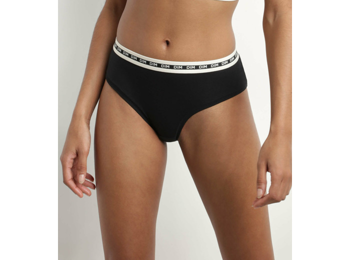Shorty femme coton modal Noir à ceinture contrastée Dim Icons Essentiel