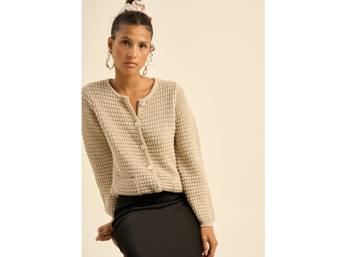 Gilet à col rond et poches cousues