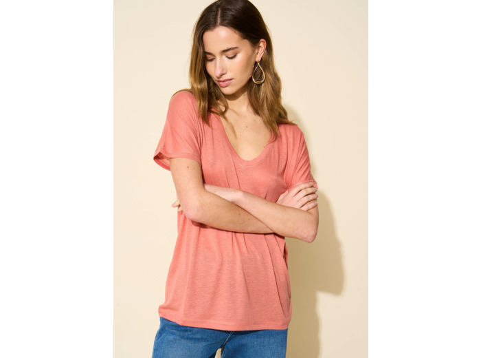 Tee-shirt oversize col V