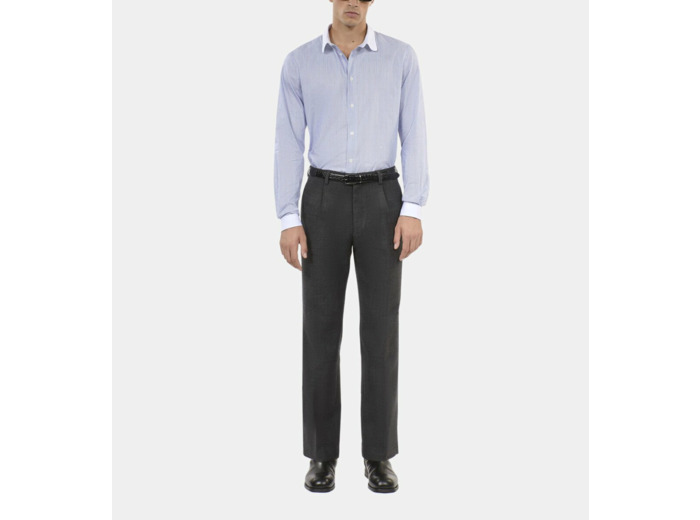 Pantalon de costume en coton et laine gris black grey