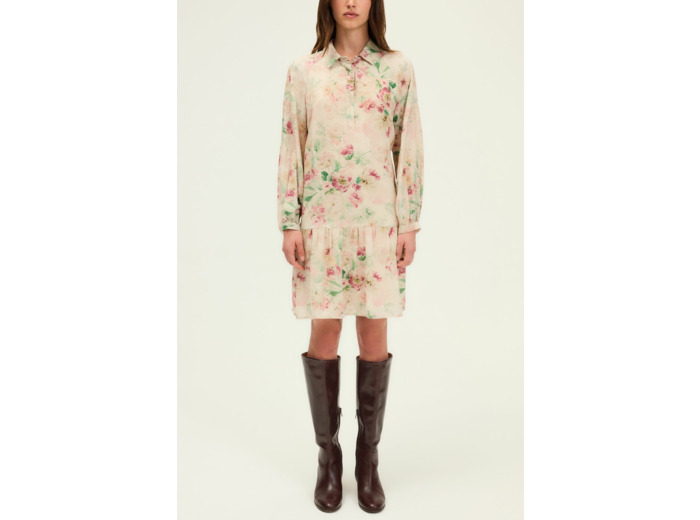 Robe col chemise à fleurs - LYLIA
