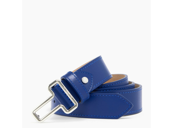Ceinture femme avec boucle T en cuir lisse