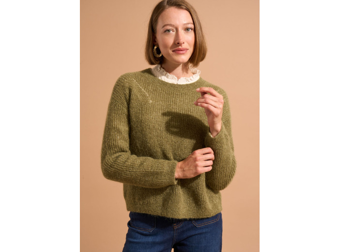 Pull col rond à détails brillants