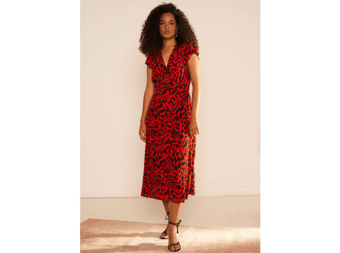 Robe midi cache-coeur imprimée