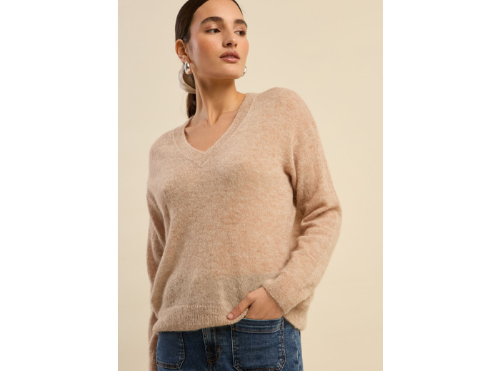 Pull à col V manches longues