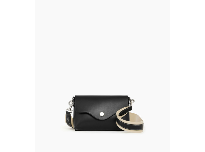 Pochette à rabat avec bandoulière amovible Sans couture en cuir lisse
