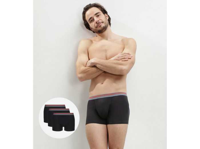 Lot de 3 boxers coton stretch Noir pour homme Daily Colors