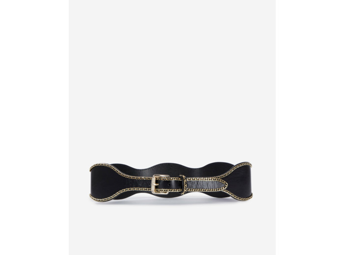 Ceinture en cuir avec chaîne black