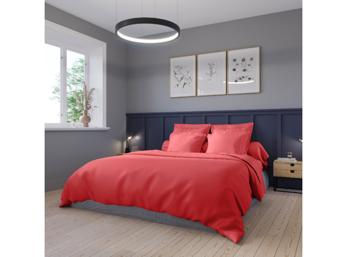 Housse de couette Harmonie Satin de coton coloris Pastèque