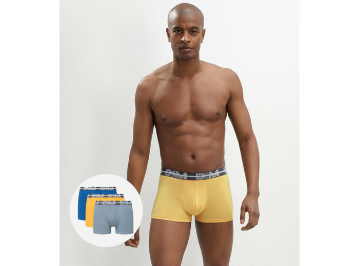 Lot de 3 boxers coton stretch ceinture graphique bleu Dim Powerful