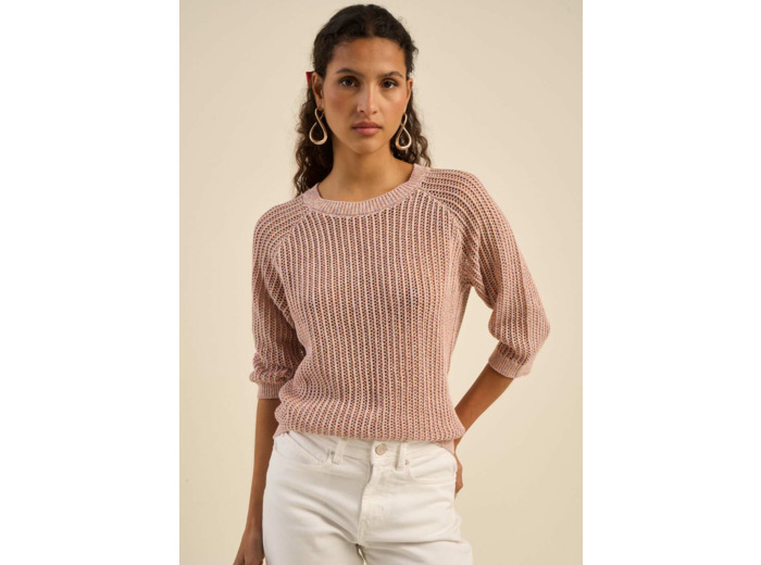 Pull léger à manches 3/4 et maille ajourée