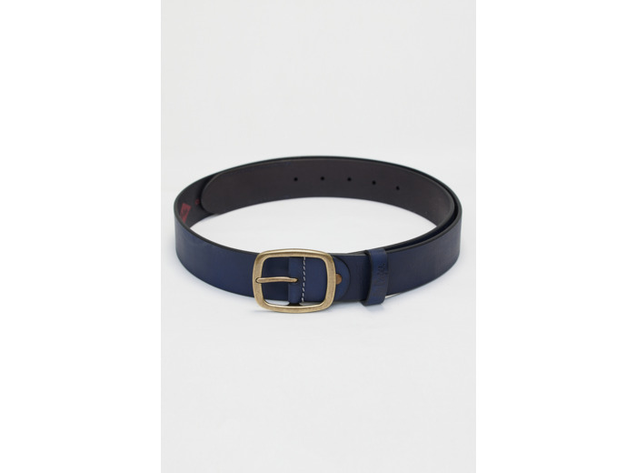 Ceinture en cuir lisse et boucle en argent vieilli