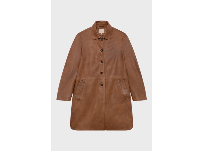 Veste longue en cuir d'agneau - RAFAELA