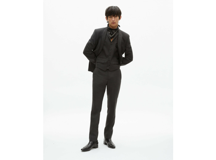 Veste de costume classique 2 boutons et pins black grey