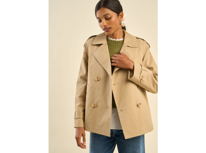 Trench court à double boutonnage