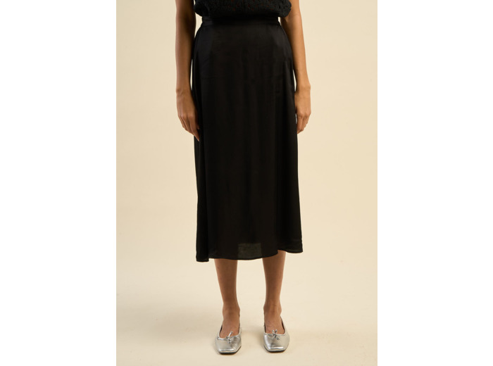 Jupe longue évasée en satin de viscose