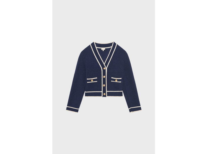 Cardigan bicolore à boutons et col V - JODIE