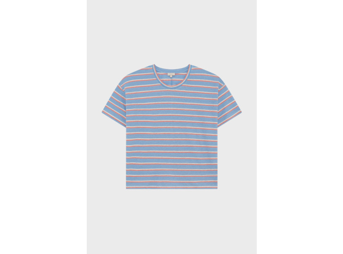 T-shirt large à rayures colorées en lin - GISETTE