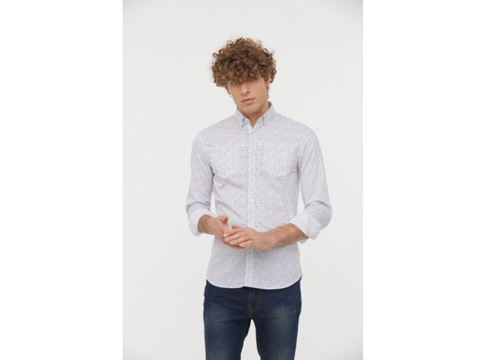 Chemise allover poches et découpes poitrine, détails piping
