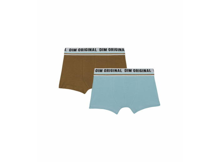 Lot de 2 boxers coton stretch Bleu Marron ceinture rétro Dim Originals