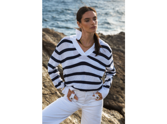 Pull femme en maille ajourée Cherry