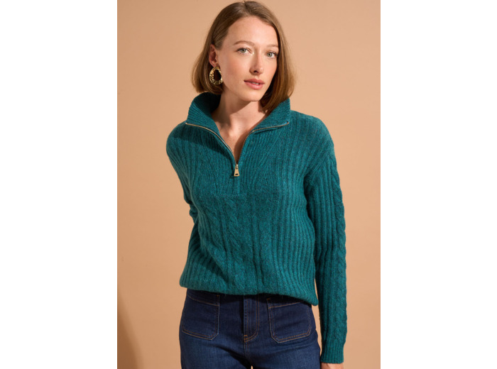 Pull col camionneur zippé à manches longues