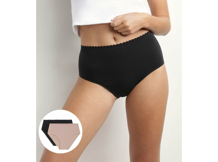 Lot de 2 culottes hautes en coton stretch Chair Noir Body Touch Easy