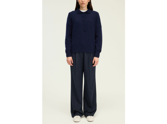 Pull en laine à col polo fantaisie - EUGENIA