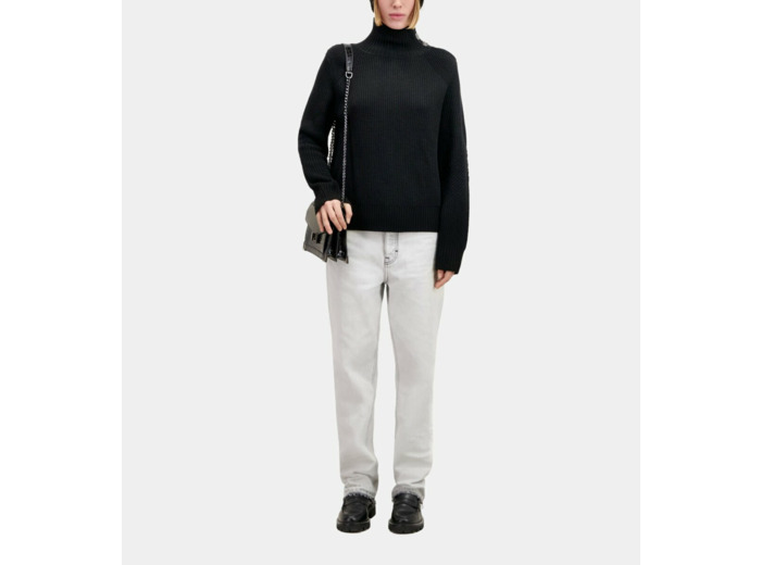 Pull noir en laine avec boutons bijoux black