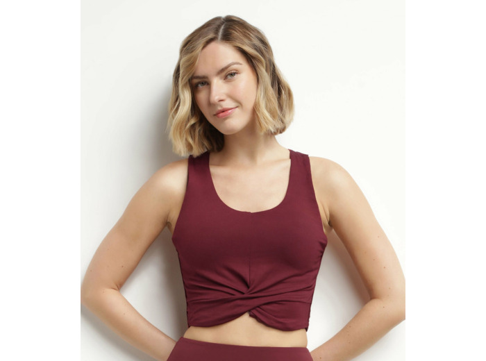 Débardeur de sport femme Bordeaux avec brassière intégrée Dim Move
