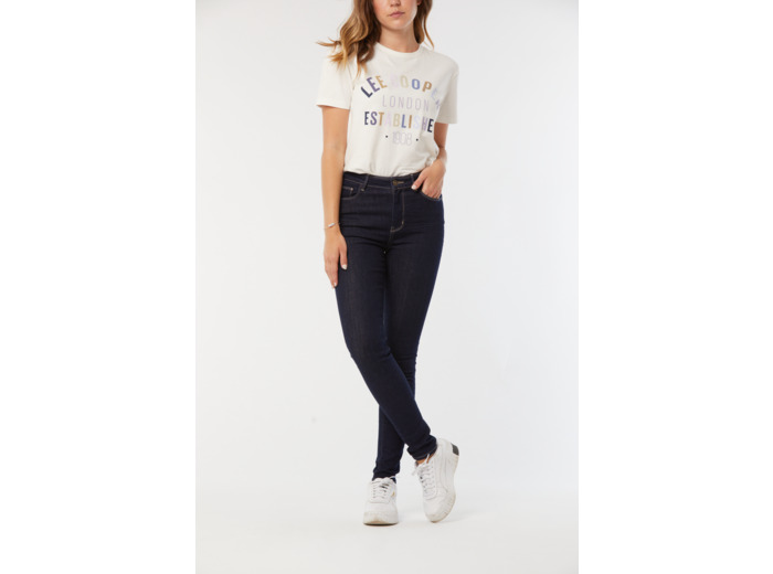 Denim slim fit, jambes ajustées, taille medium haut