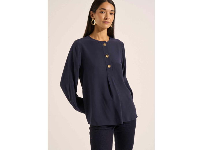 Blouse avec manches longues bouffantes et col rond