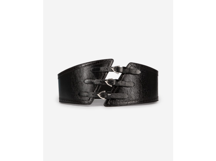 Ceinture en cuir avec trois boucles black