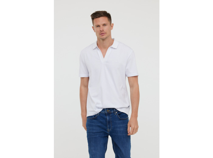 Polo sans boutonnage manches courtes en jersey et broderie poitrine