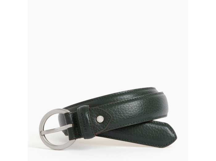 Ceinture femme avec boucle ronde en cuir grainé