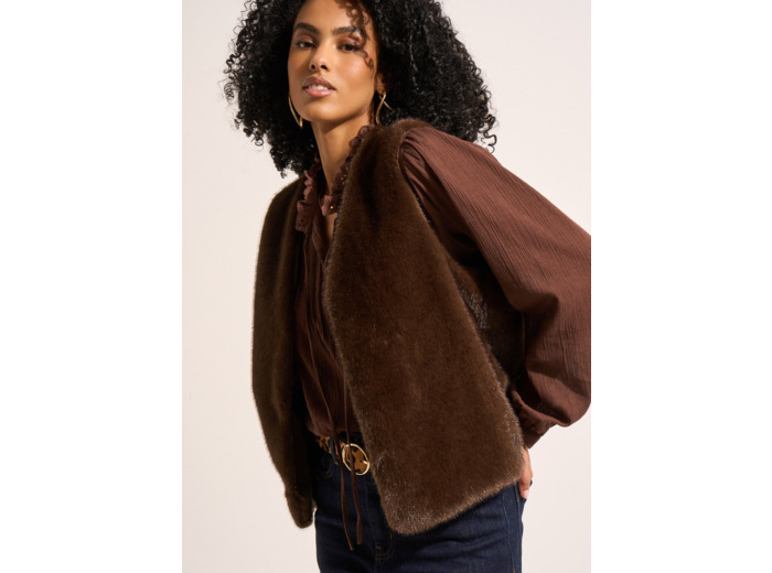 Gilet sans manches en fausse fourrure