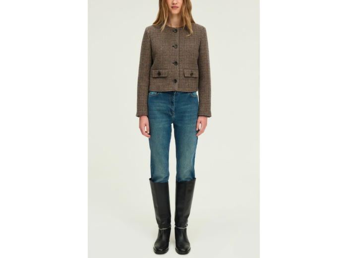 Veste sans col pied de coq - NOMI