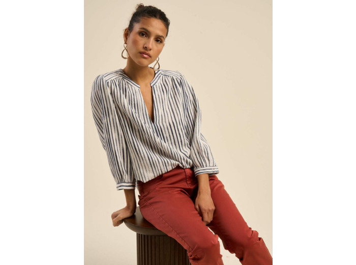 Blouse en gaze de coton rayée