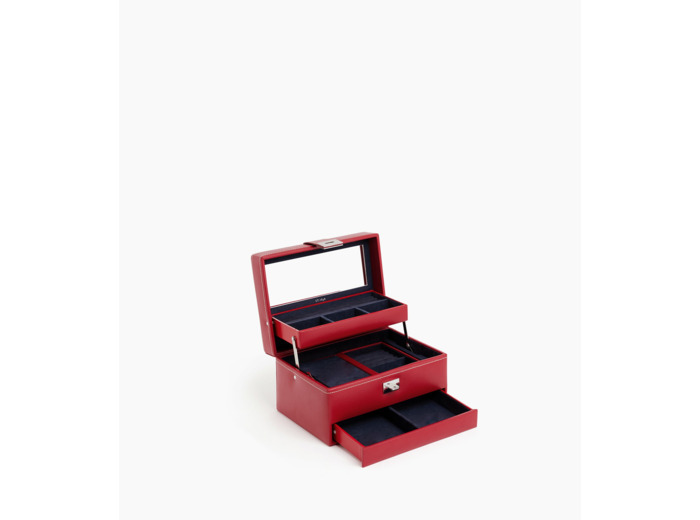 Boite à bijoux moyen modèle ouverture automatique en cuir